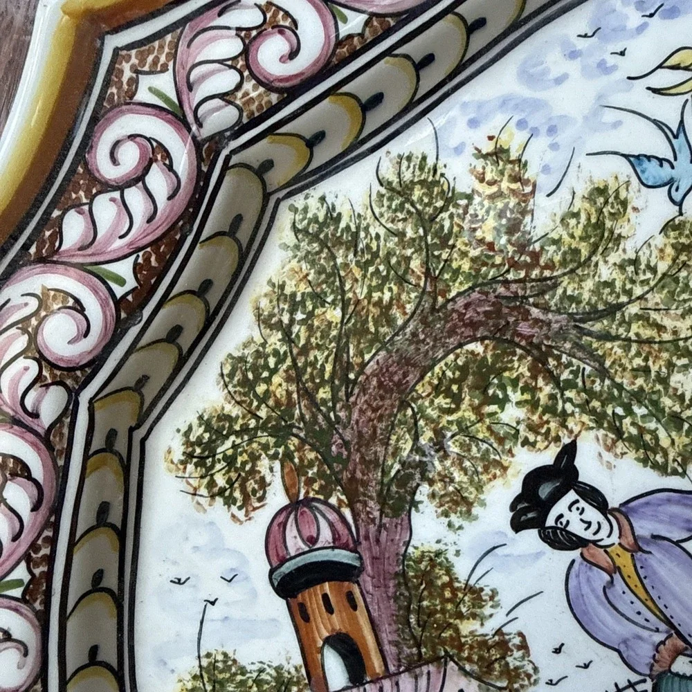 CERAMICA DE CONIMBRIGA Portugal #262 Hand Painted Ceramic Platter Hunting Scene